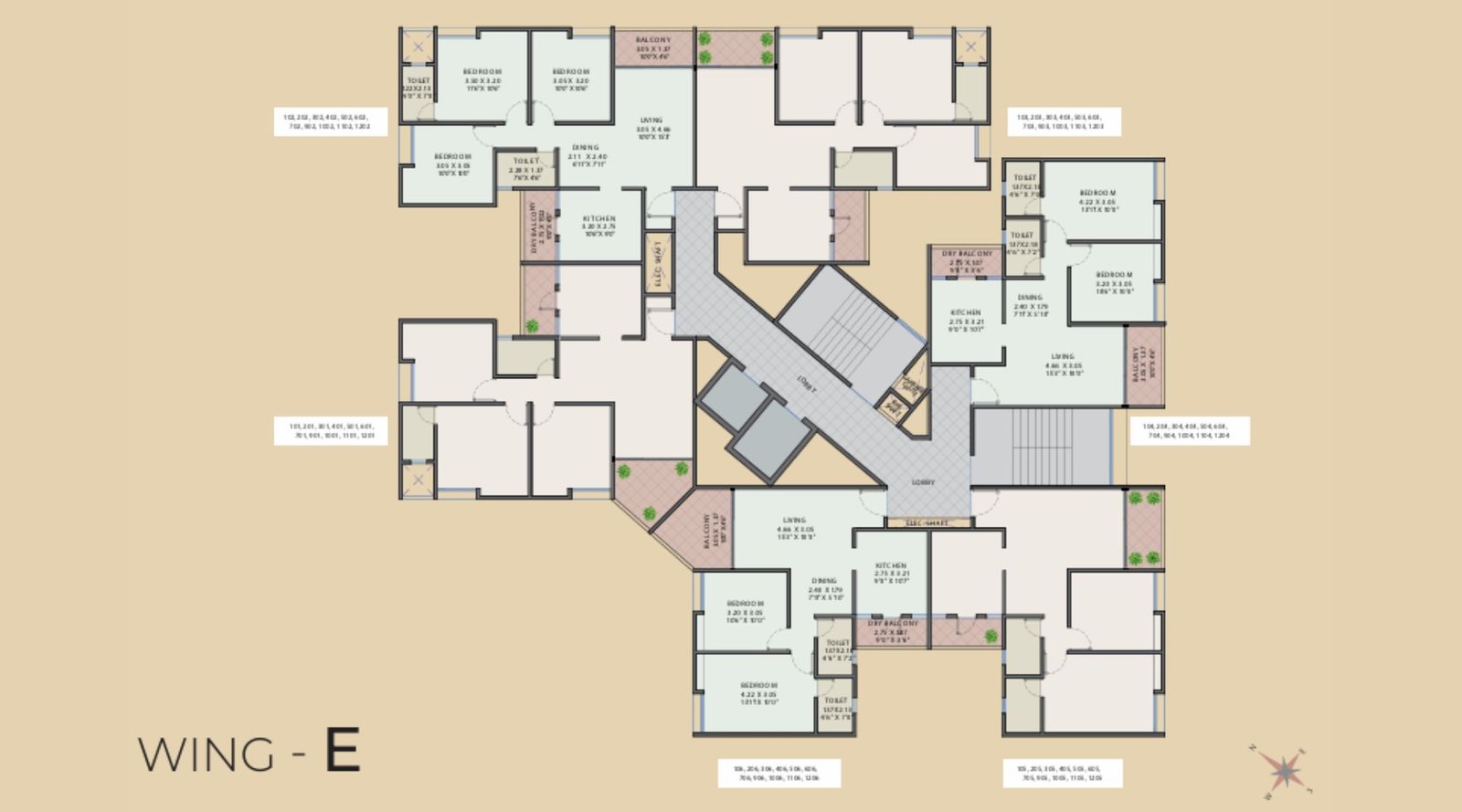 Dolphin-palm-Typical-Floor-Plan-E-Wing
